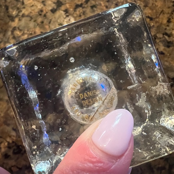 Krosno Art Glass Hand Crafted Ice Cube Paperweight Pen/candle Holder set of 2 - Picture 4 of 4